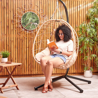 Cane swing chair on sale with cushion