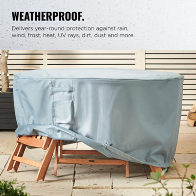 VonHaus Garden Furniture Cover, Waterproof Outdoor Cover for Patio Furniture Set, Grey Polyester w/ Drawstring, 142 x 68cm