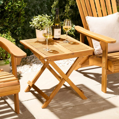 Vonhaus Garden Side Table, Adirondack Acacia Wood Folding Outdoor