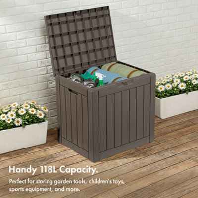 VonHaus Garden Storage Box 118L, Outdoor Utility Chest, Weatherproof ...