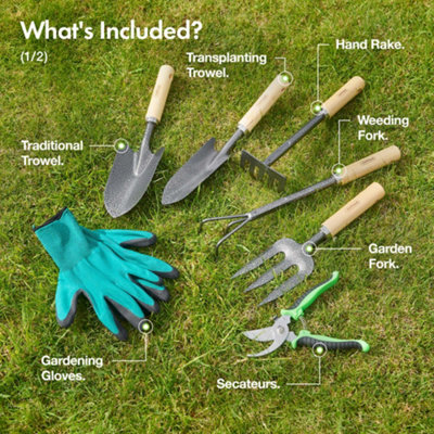 thumbnail image 2 of Kid Odyssey Toddler's Gardening Set, Play Yard Tools With Wheelbarrow, Can, Gloves, Rake, Shovel 2 of 9