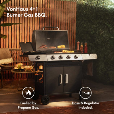 VonHaus BBQ, Charcoal Barbecue, Portable BBQ for Garden, for Grilling Meat,  Fish & Vegetables, w/ Side Tables & Temperature Gauge