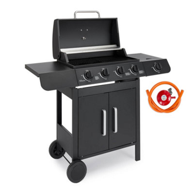 Gas BBQ 4+1 Burner Portable Barbecue Enamel Coated Steel Grill Barbeque Grill Meat Fish &amp Vegetables