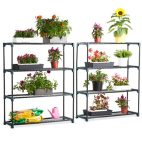 VonHaus Greenhouse Staging Unit, 4 Tier Steel Shelving for Greenhouse, Storage Racking Outdoor Plant Stand Display, Pack of 2