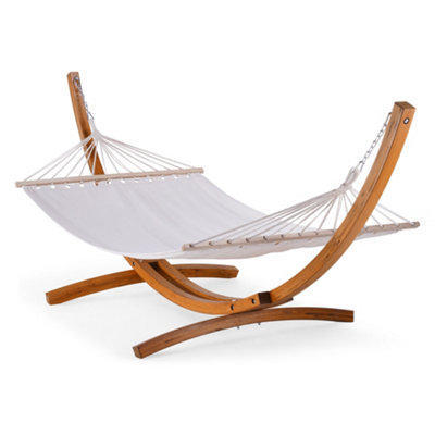 VonHaus Hammock with Frame 1 Person Hammock with Stand Natural Larch Wood Stand Heavy Duty for Garden Patio Terrace Outdoor