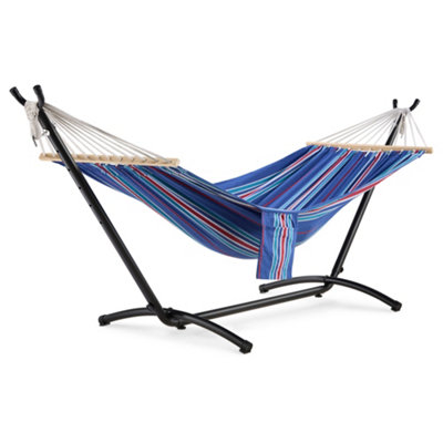 VonHaus Hammock with Stand, Freestanding 1 Person Hammock with Adjustable Frame, Travel Bag for Garden, Beach, Camping & Outdoors