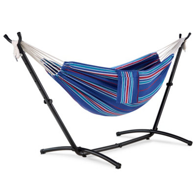 VonHaus Hammock with Stand, Freestanding 2 Person Hammock with Adjustable Frame, Travel Bag for Garden, Beach, Camping & Outdoors