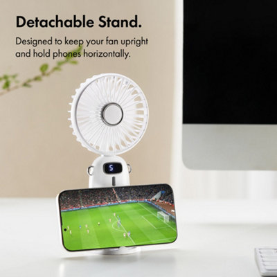 VonHaus Handheld Fan, Portable, Lightweight, USB Rechargeable, 5 Speeds, 90 Degree Folding, 60cm Lanyard, Phone Stand