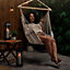 VonHaus Hanging Chair, Beige Garden Hammock Chair Swing Seat, Cotton Rope Swing Chair with Tree Attachment, Portable Garden Chair