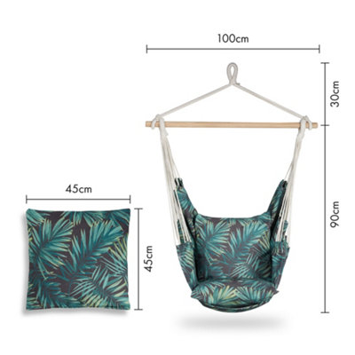 VonHaus Blue & White Striped Garden Hammock Chair & Swing Seat, 1 Person, 110 Kg Max Weight, Cotton Rope, Portable, Outdoor Swing Seat