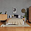 VonHaus Herringbone Bedside Table, Grey & Light Wood Effect Nightstand, Scandi Bedside Cabinet, 1 Drawer Bedside Table for Bedroom