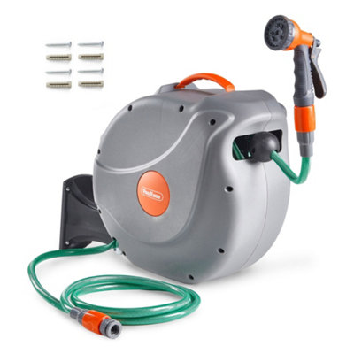 Hozelock 25M Compact 2in1 Wall Mounted Reel with Hose Perfect Watering  Solution 5055410433073