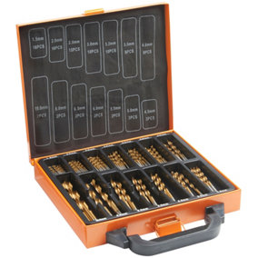 VonHaus HSS Metal Drill Bit Set, Carry Case, 99 Pcs 1.5-10 mm High Speed Steel Bits Titanium Coated, Drilling Wood, Masonry