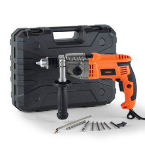 VonHaus Impact Hammer Drill, Corded Electric Power Drill with a 360 Rotating Handle, Variable Speed and 2 in 1 Function
