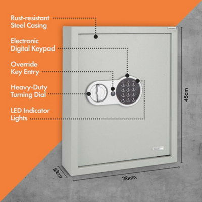 VonHaus Key Safe Wall Mounted, Digital Key Cabinet & 71 Key Capacity, Home Office & Business Key Organiser, Secure Keypad Access