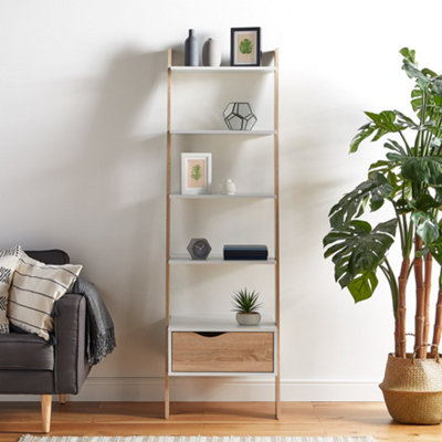 Leaning ladder shelf on sale with drawers