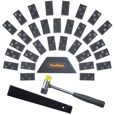 VonHaus Laminate Flooring Tools, Laminate Floor Fitting Kit with 30 Laminate Floor Spacers, Mallet, Wedge & Bar