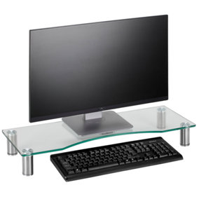 VonHaus Large Monitor Stand Riser, Monitor Riser, Adjustable 30Kg Capacity, Riser for Computers & Laptops with Aluminium Legs