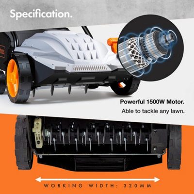 Vonhaus 1800w deals scarifier & aerator