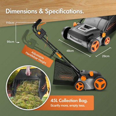 VonHaus Lawn Scarifier, Aerator & Grass Rake Electric 1600W, Dethatch ...