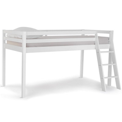 VonHaus Mid Sleeper Bed Frame, White Wooden Bunk Bed, Ladder & Solid ...