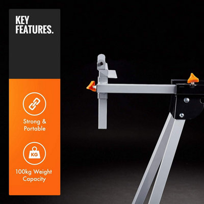 VonHaus Mitre Saw Stand - Foldable Universal Fit Saw Table with Extending Support Arms & Quick Release Clamps - 150kg Capacity