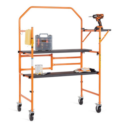 VonHaus Mobile Work Platform, Portable Scaffold Platform, Wheels for transportation, Scaffolding Tower Platform, 225kg Capacity