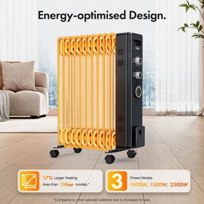 VonHaus Oil Filled Radiator 11 Fin, Electric Radiator Thermostatically  Controlled, 2.5kw Oil Heater for Home, Office u0026 More | DIY at Bu0026Q