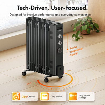 VonHaus Oil Filled Radiator 11 Fin, Electric Radiator Thermostatically  Controlled, 2.5kw Oil Heater for Home, Office u0026 More | DIY at Bu0026Q