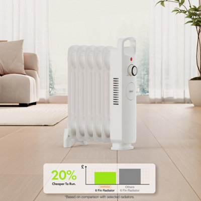 VonHaus Oil Filled Radiator 6 Fin, Oil Heater Portable Electric Free ...