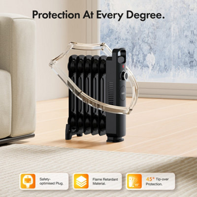 VonHaus Oil Filled Radiator 6 Fin, Oil Heater Portable Electric Free ...