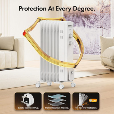 VonHaus Oil Filled Radiator Fin, Oil Heater Portable Electric Free  Standing 1500W for Home, Office, Any Room