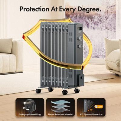 VonHaus Oil Filled Radiator 9 Fin, Oil Heater Portable Electric Free ...