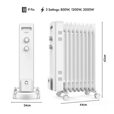 VonHaus Oil Filled Radiator 9 Fin, Oil Heater Portable Electric Free ...