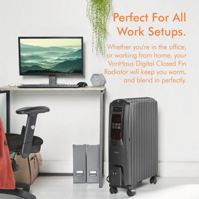 VonHaus Oil Filled Radiator Closed Fin, Electric Radiator with Remote ...
