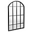 VonHaus Outdoor Mirror for Gardens, Arched Black Window Mirror for Walls, Industrial Style, Weather Resistant, 51x81cm 20x31in