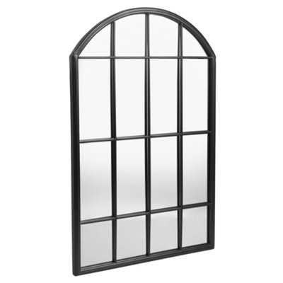 VonHaus Outdoor Mirror for Gardens, Arched Black Window Mirror for