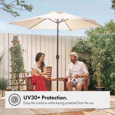 VonHaus 2.7M, Garden Umbrella, Sun Shade with Crank, Tilt Function, UV30+ Protection, Air Vent, Steel | DIY at B&Q