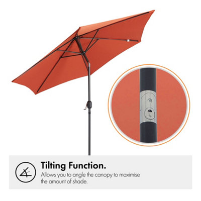 VonHaus Parasol 2.7M, Garden Umbrella, Sun Shade Canopy with Hand Crank, Tilt Function, UV30+ Protection, Air Vent, Steel Frame