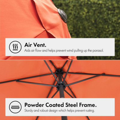 VonHaus Parasol 2.7M, Garden Umbrella, Canopy with Hand Tilt Function, UV30+ Protection, Air Vent, Frame | DIY at B&Q