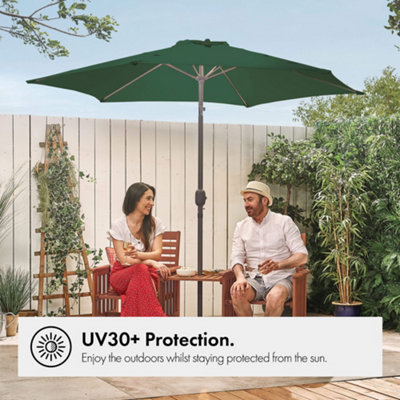 VonHaus Parasol 2.7M, Garden Umbrella, Sun Shade Canopy with Hand Crank, Tilt Function, UV30+ Protection, Air Vent, Steel Frame