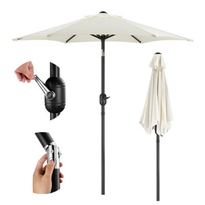 VonHaus Parasol 2M, Garden Umbrella, Sun Shade Canopy with Hand Crank, Tilt Function, UV30+ Protection, Air Vent, Steel Frame