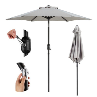 VonHaus Parasol 2M, Garden Umbrella, Sun Shade Canopy with Hand Crank, Tilt Function, UV30+ Protection, Air Vent, Steel Frame