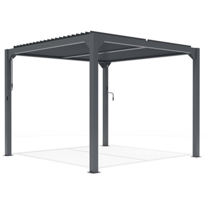 VonHaus Pergola with Retractable Roof 3x3m, Weatherproof Aluminium Pergola Canopy for Garden, Manual Tilting Roof, Drainage System