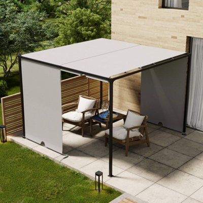 VonHaus Pergola with Sliding Roof 3x3 m, Metal Pergola with Sliding ...