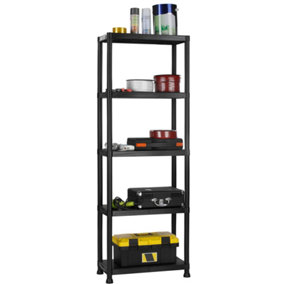 VonHaus Plastic Shelving Unit - 5-Tier Plastic Storage Shelves, Lightweight, Compact & Easy to Build - Heavy Duty Plastic Shelves