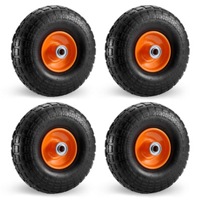 VonHaus Pneumatic Wheels 10 Inch Pack of 4 - Heavy Duty Spare Replacement Universal Tyre Set for Wheelbarrows and Garden Carts
