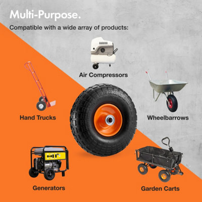 VonHaus Pneumatic Wheels 10 Inch Pack of 4 - Heavy Duty Spare Replacement Universal Tyre Set for Wheelbarrows and Garden Carts - 4