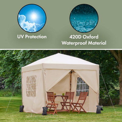 VonHaus Pop Up Gazebo 2.5 x 2.5m Waterproof Garden Marquee Shelter Canopy Removable Sides Leg