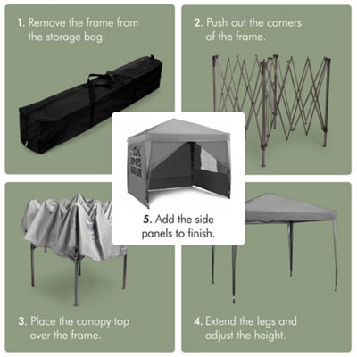 VonHaus Pop Up Gazebo 2.5 x 2.5m Waterproof Garden Marquee Shelter Canopy Removable Sides Leg